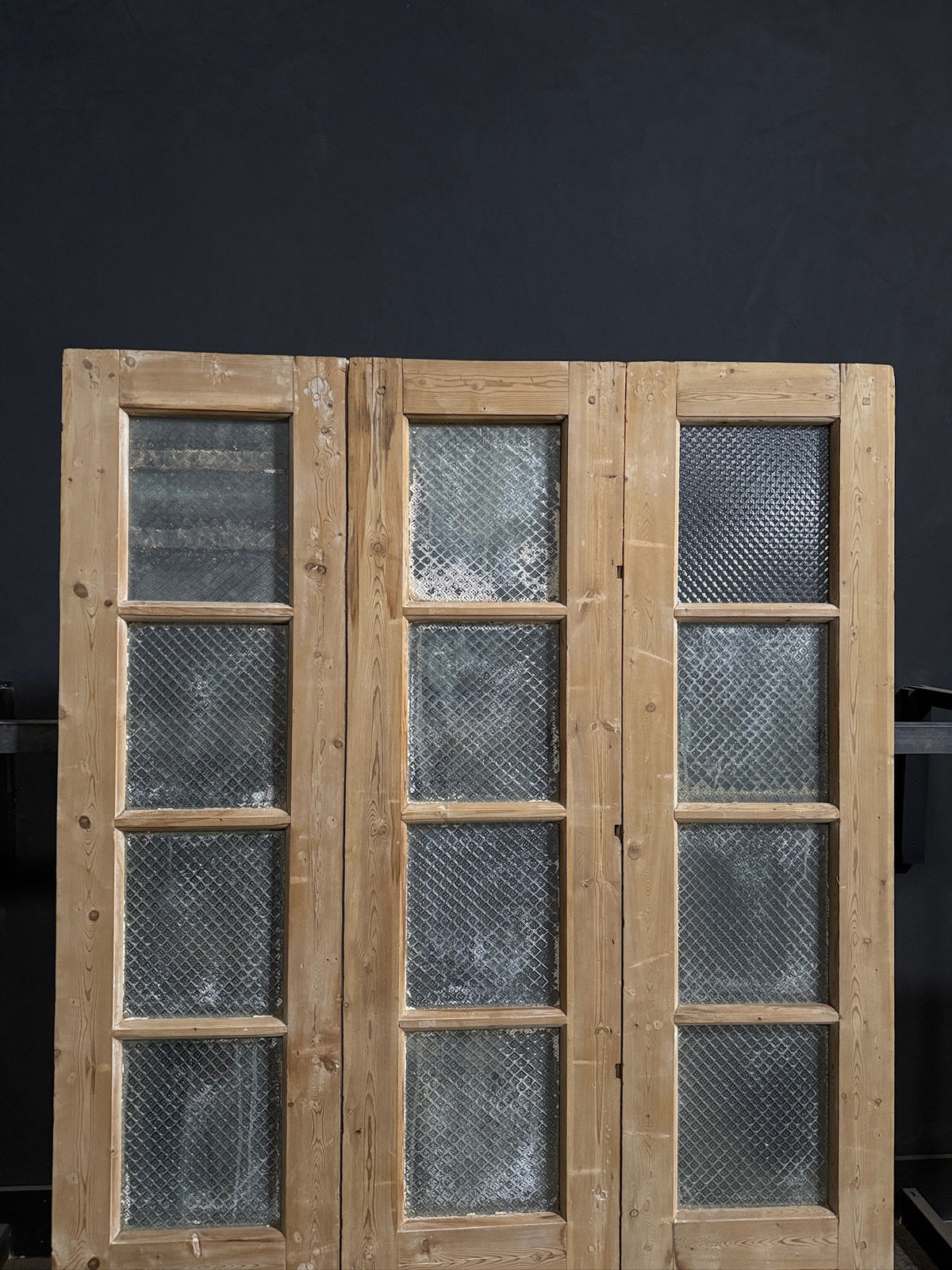 Antique Textured Glass Raised Panel Tri-Fold Doors - 55.5x84 - N835