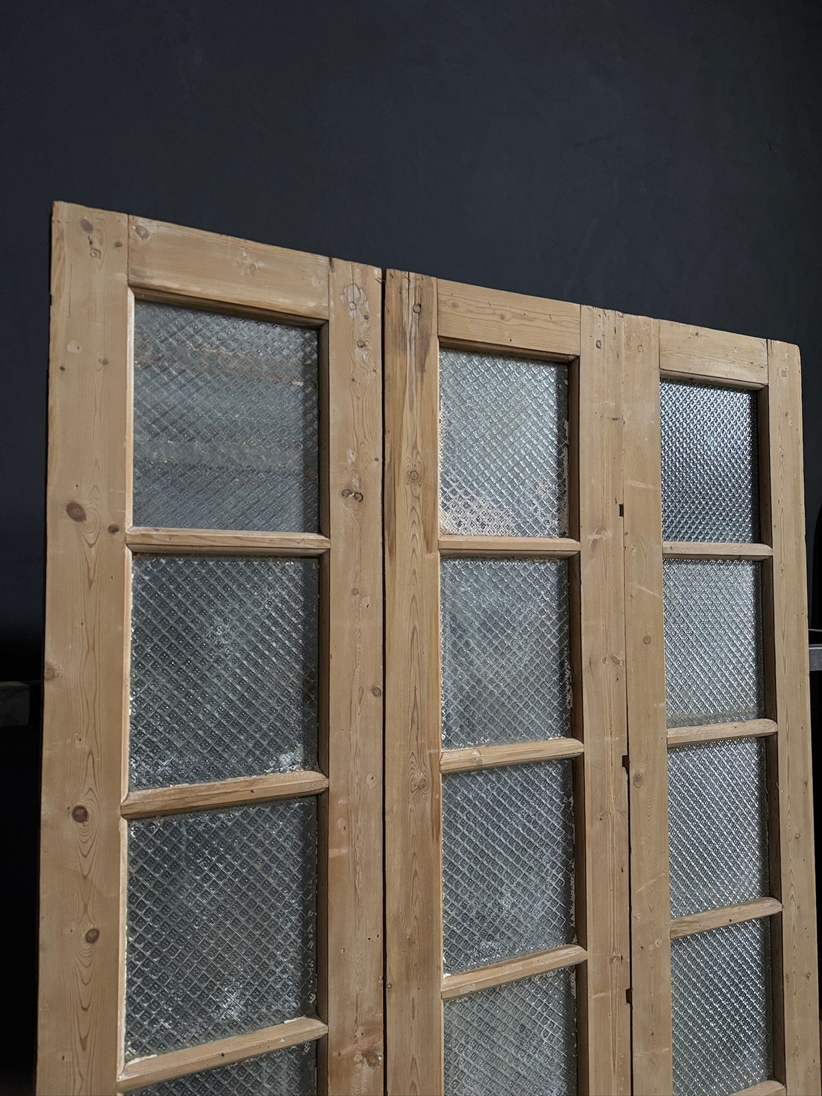 Antique Textured Glass Raised Panel Tri-Fold Doors - 55.5x84 - N835