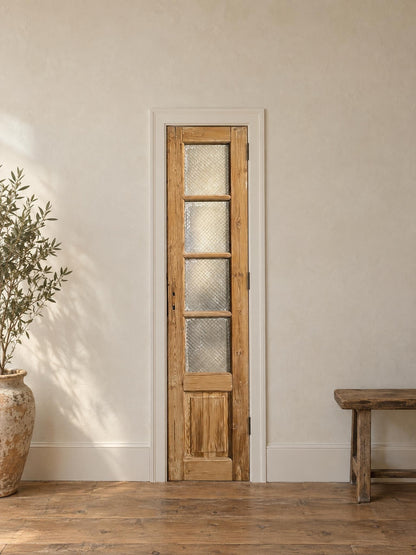 Antique Textured Glass Raised Panel Door - 18.5x84 - N838 shown installed in a room (digital preview)