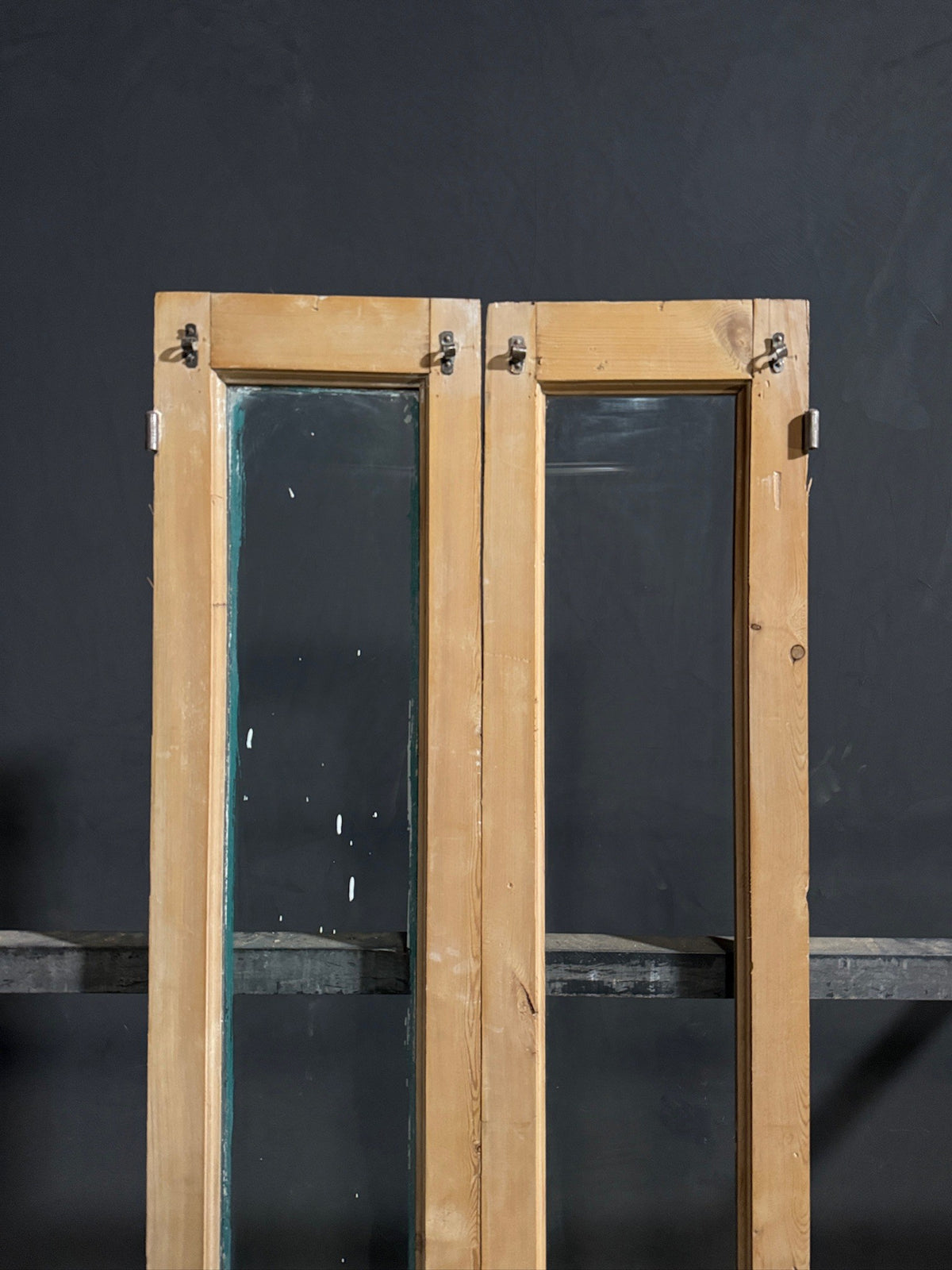 Antique Clear Glass Raised Panel French Doors - 26.5x87 - N840