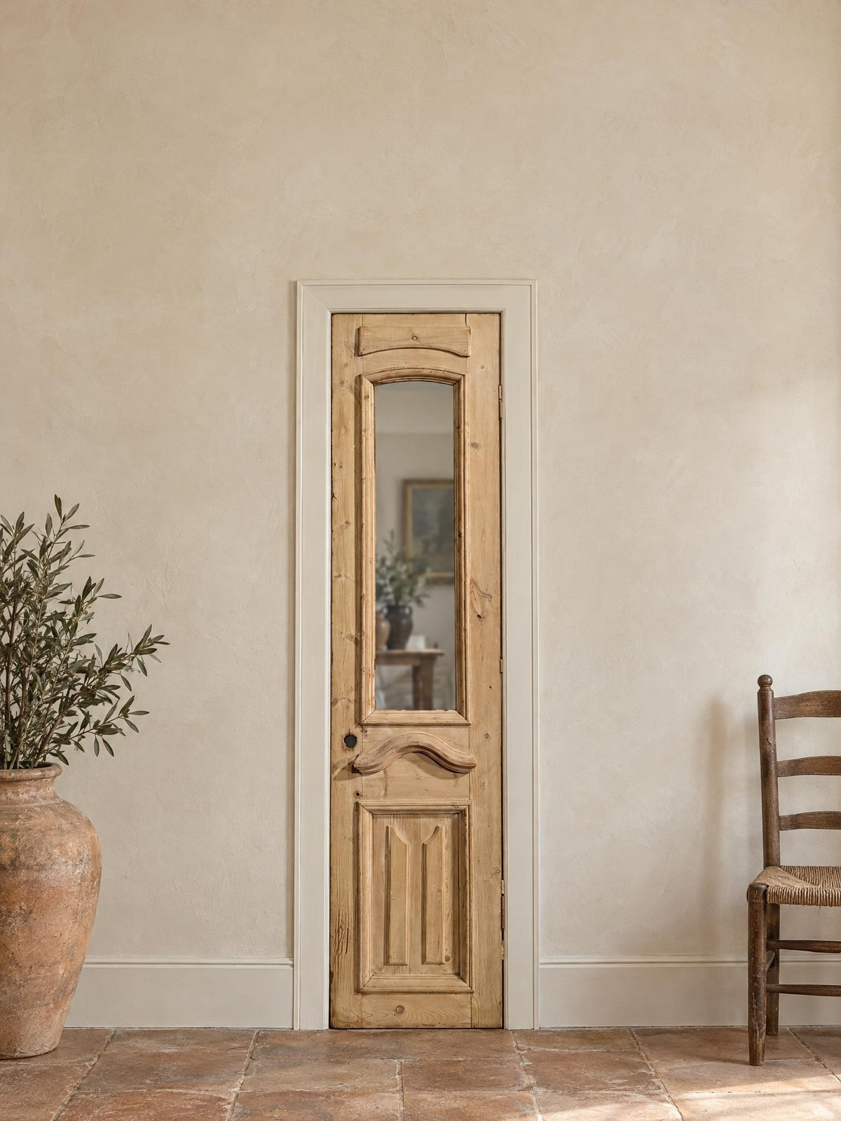 Antique Architectural Raised Panel Glass Door - 21.5x98 - N841 shown installed in a room (digital preview)