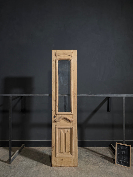 Antique Architectural Raised Panel Glass Door - 21.5x98 - N841