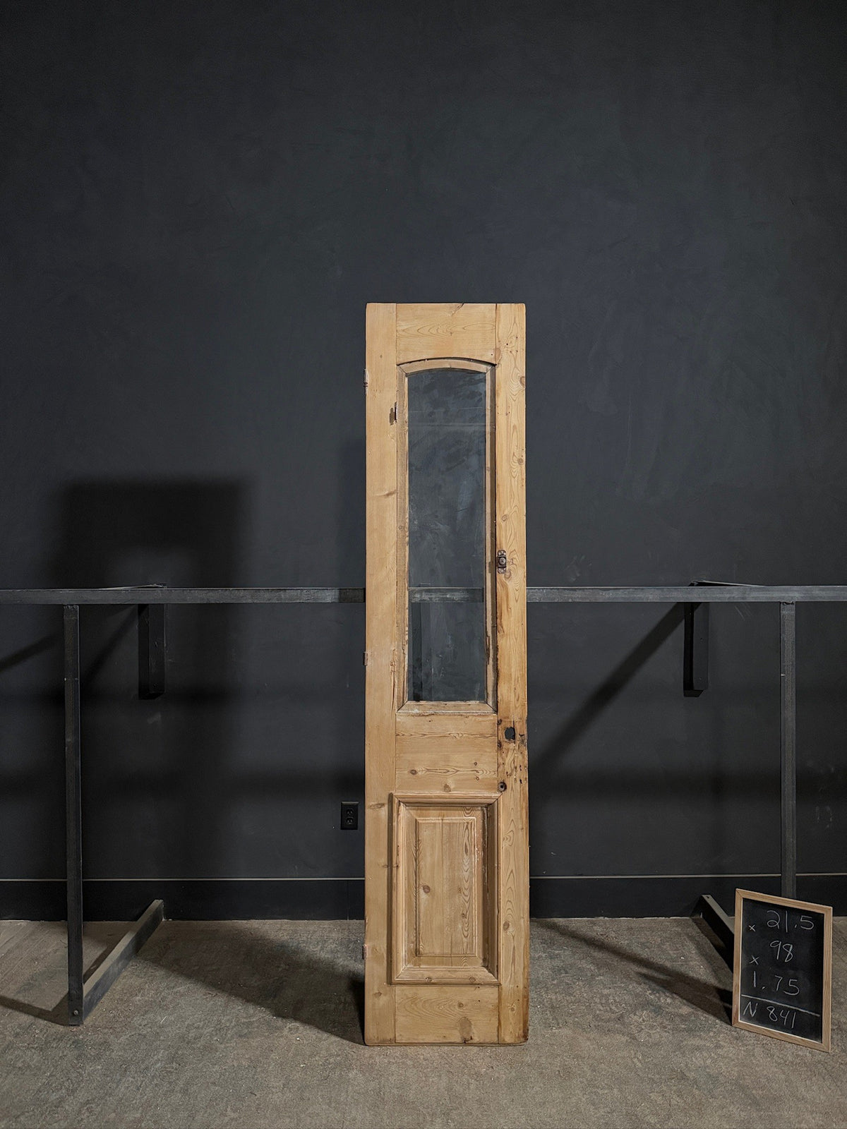 Antique Architectural Raised Panel Glass Door - 21.5x98 - N841