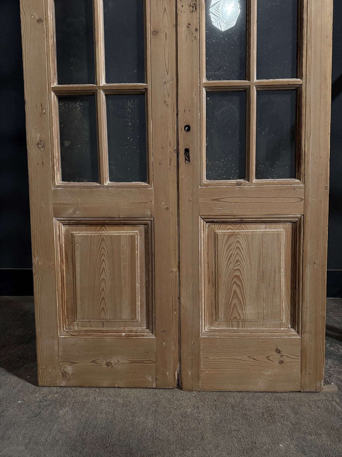 Antique Raised Panel Glass French Doors - 40x96 - N842