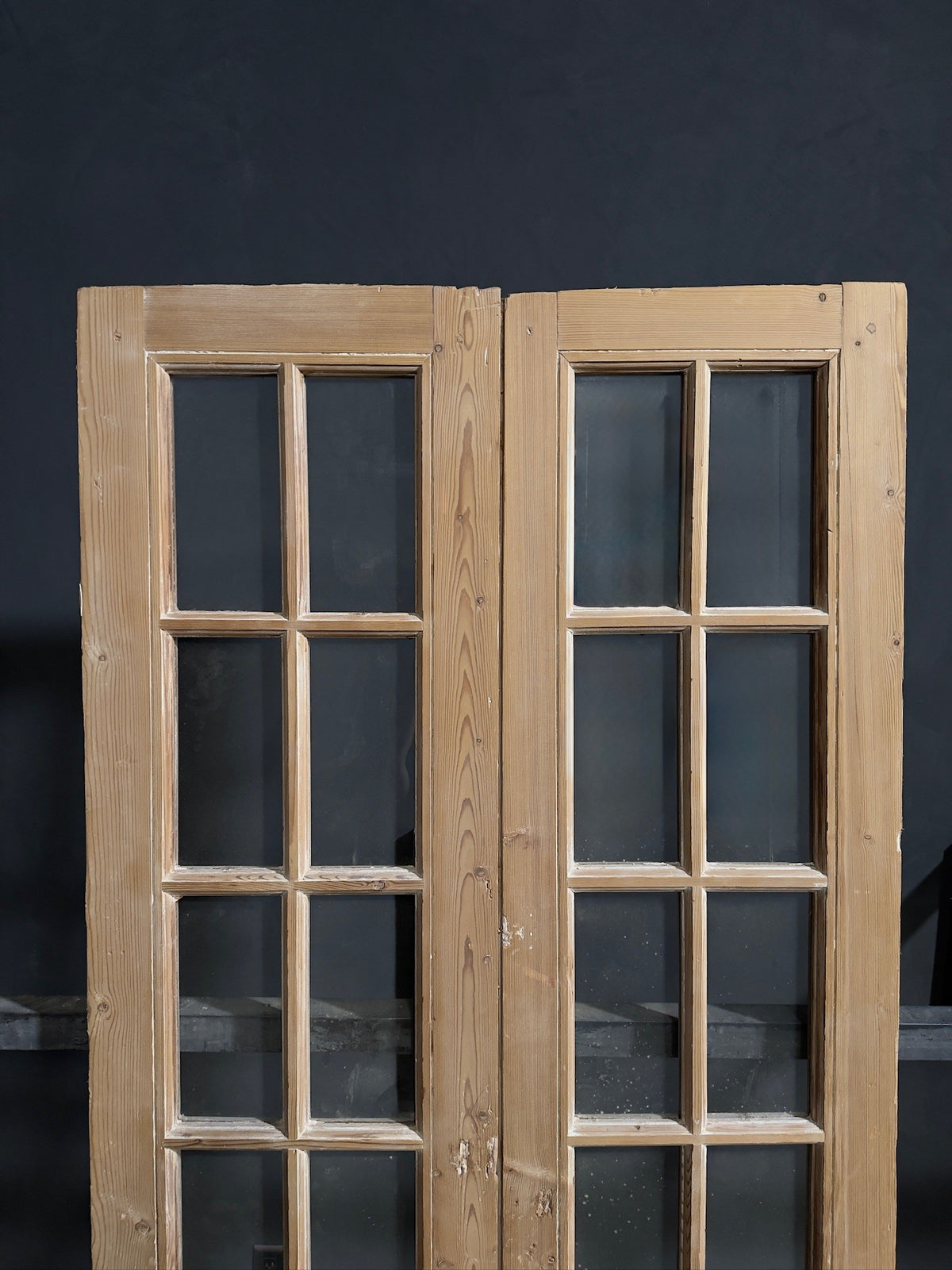 Antique Raised Panel Glass French Doors - 40x96 - N842