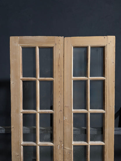 Antique Raised Panel Glass French Doors - 40x96 - N842