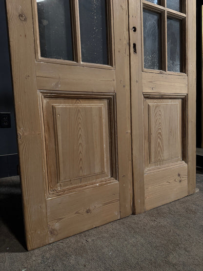Antique Raised Panel Glass French Doors - 40x96 - N842