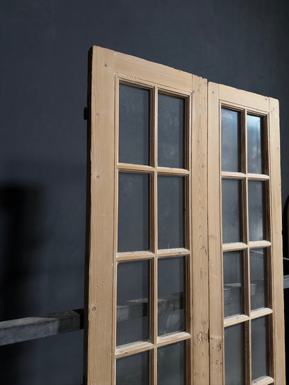 Antique Raised Panel Glass French Doors - 40x96 - N842