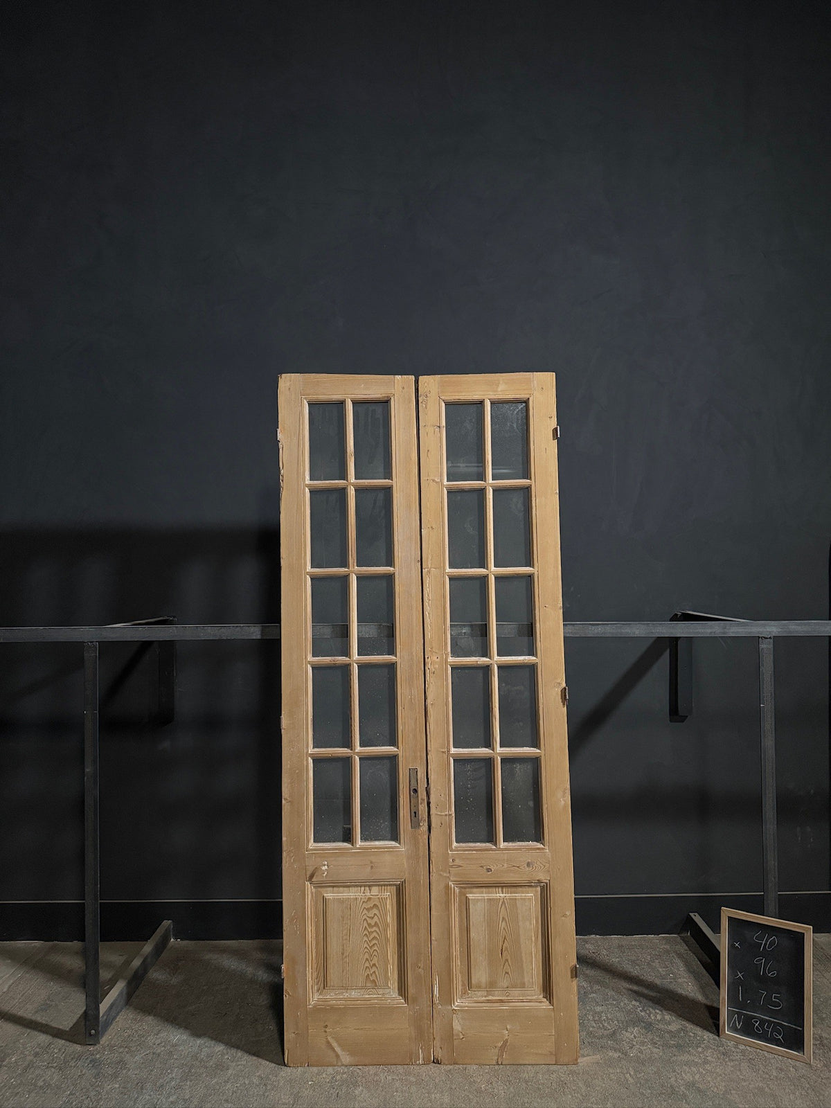 Antique Raised Panel Glass French Doors - 40x96 - N842