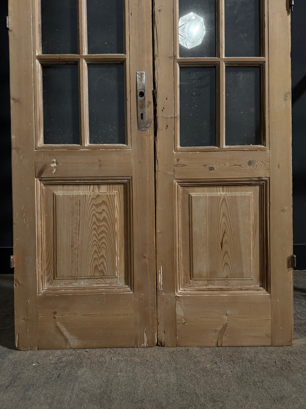 Antique Raised Panel Glass French Doors - 40x96 - N842