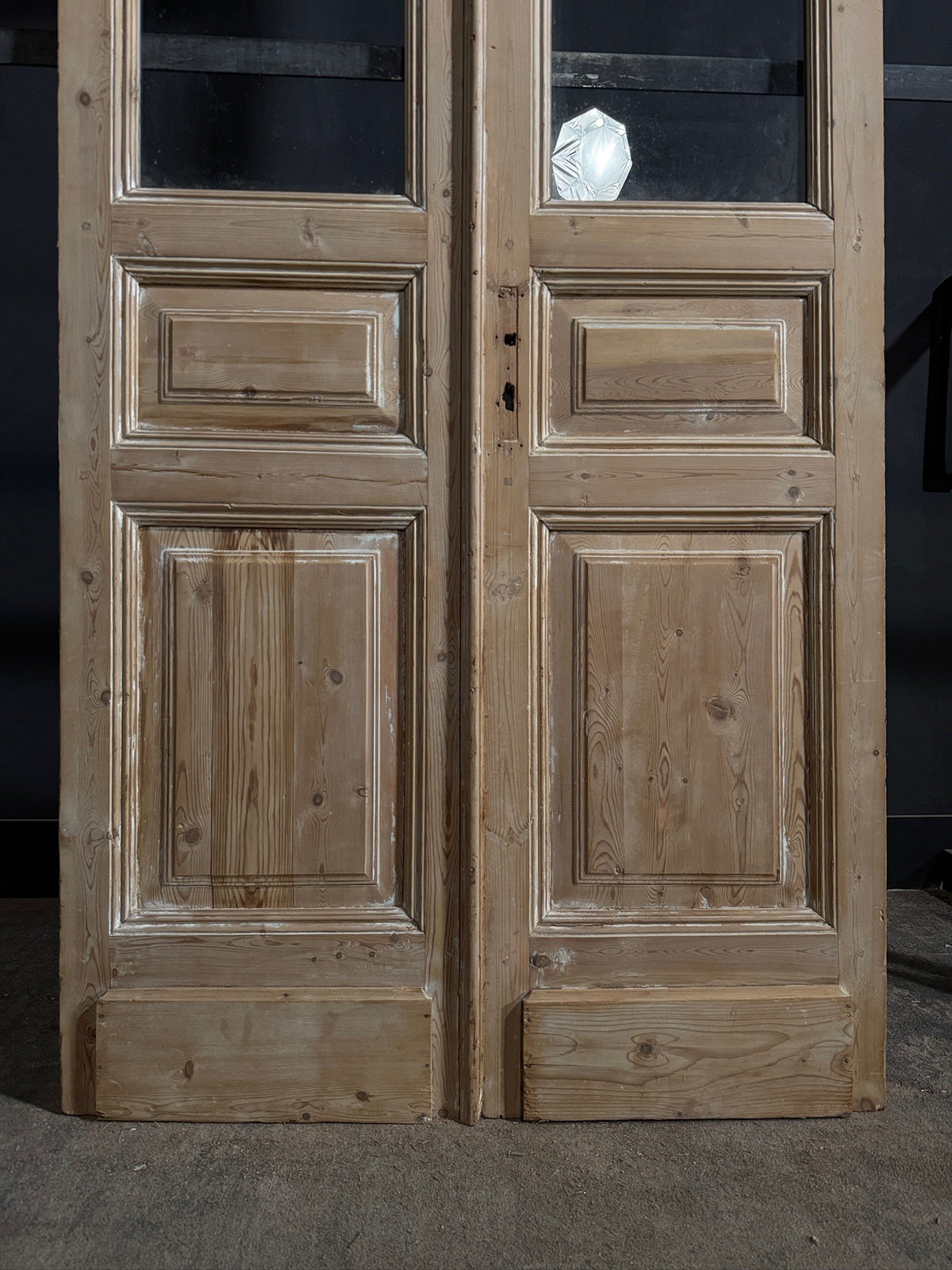 Antique Clear Glass Raised Panel French Doors - 45.5x102 - N843