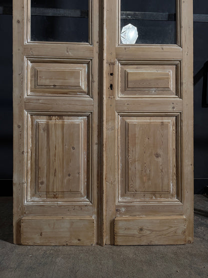 Antique Clear Glass Raised Panel French Doors - 45.5x102 - N843