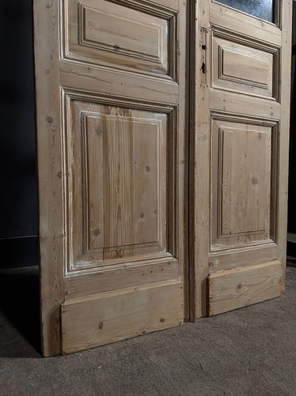 Antique Clear Glass Raised Panel French Doors - 45.5x102 - N843