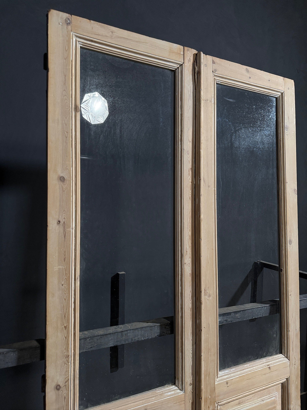 Antique Clear Glass Raised Panel French Doors - 45.5x102 - N843