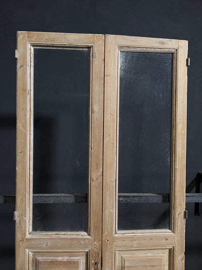 Antique Clear Glass Raised Panel French Doors - 45.5x102 - N843
