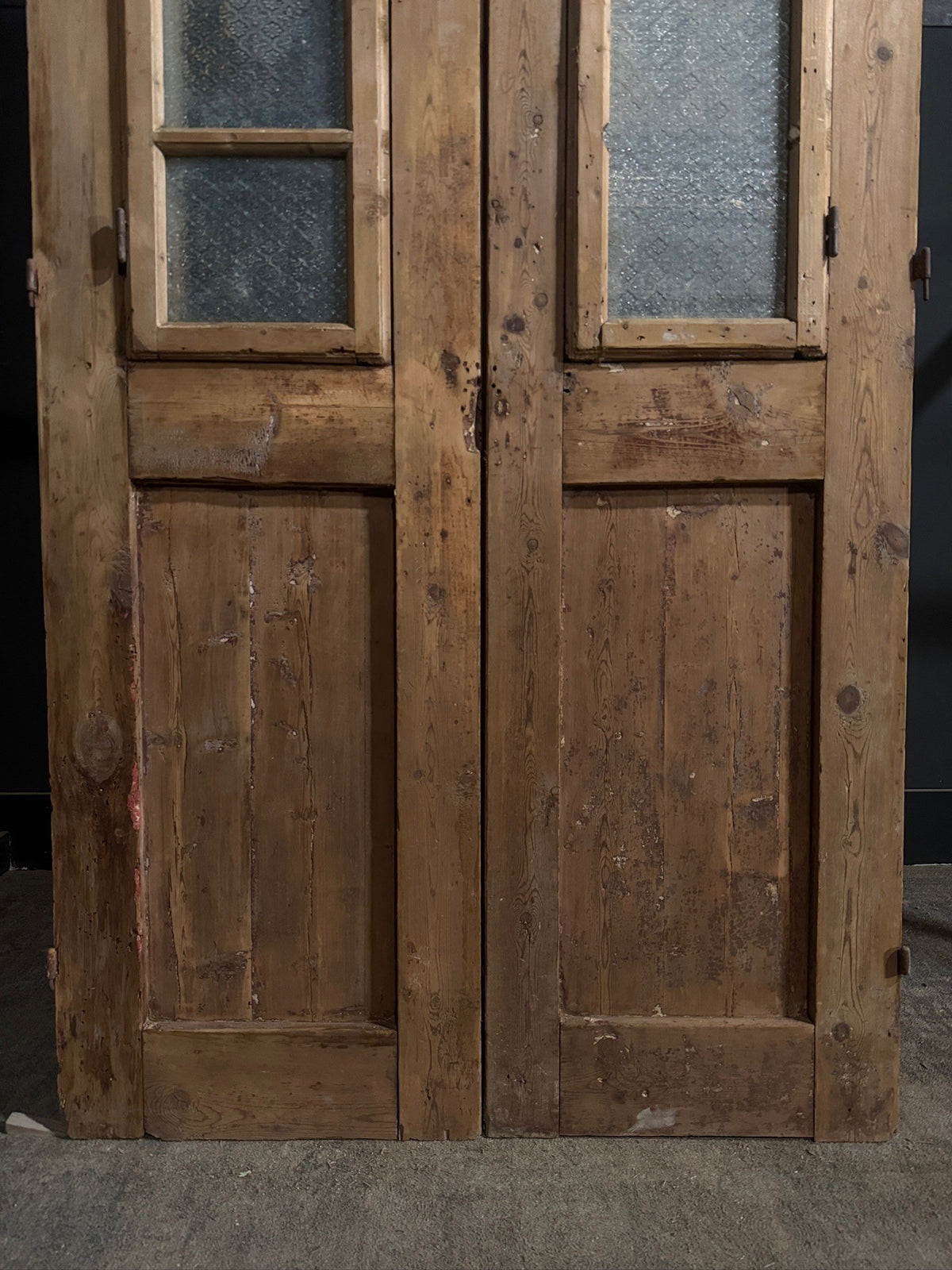 Antique Raised Panel Glass Double Doors - 43x96 - N844