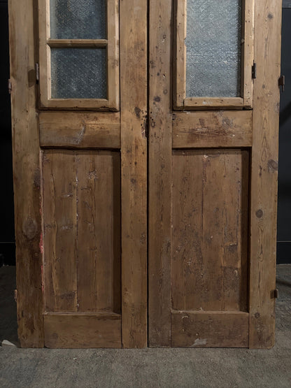 Antique Raised Panel Glass Double Doors - 43x96 - N844