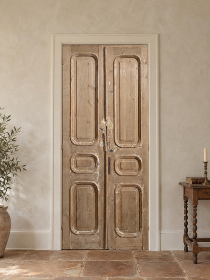 Antique Solid Raised Panel Double Doors - 45x103 - N845 shown installed in a room (digital preview)