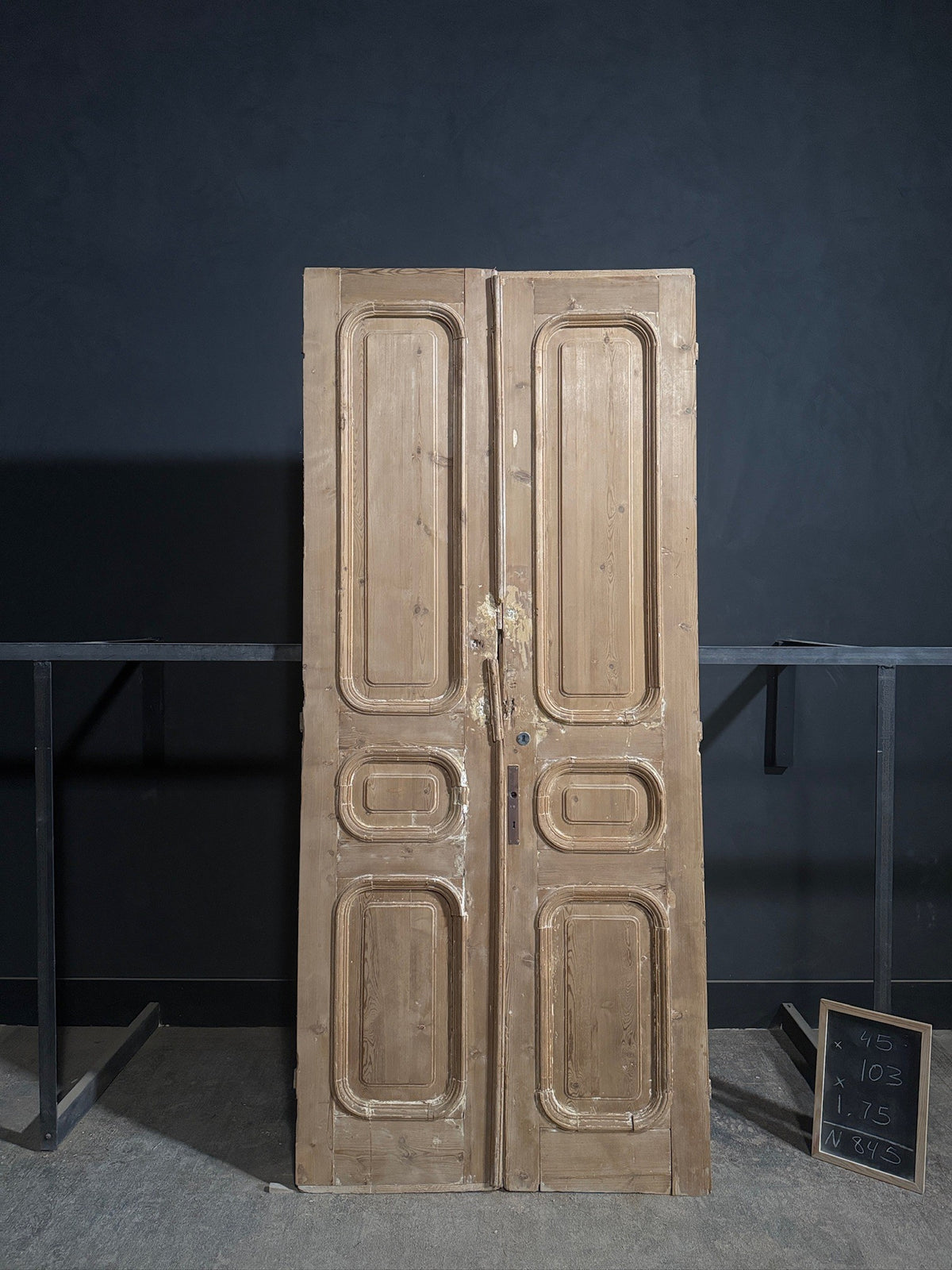 Antique Solid Raised Panel Double Doors - 45x103 - N845