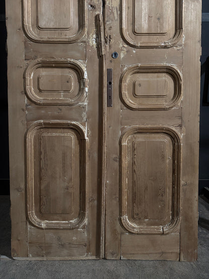 Antique Solid Raised Panel Double Doors - 45x103 - N845