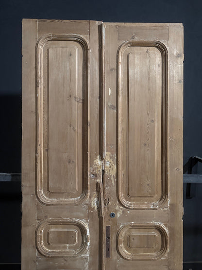 Antique Solid Raised Panel Double Doors - 45x103 - N845