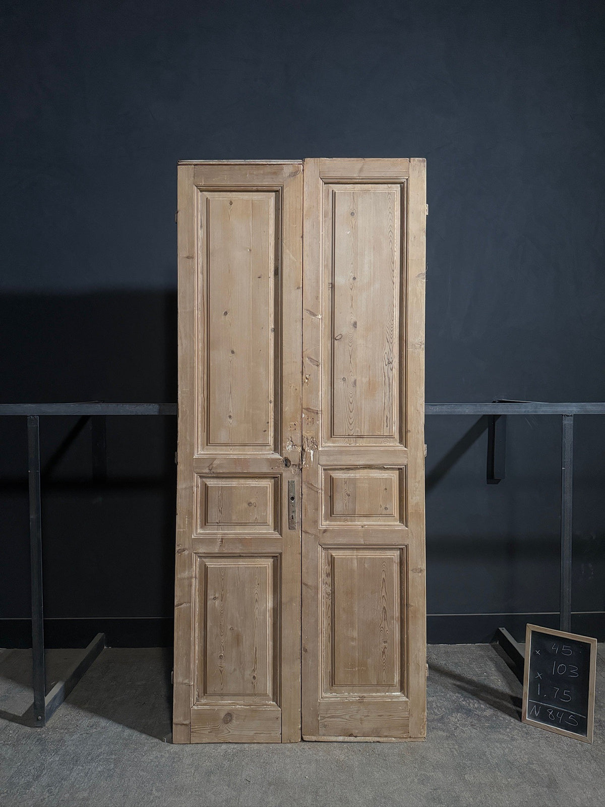 Antique Solid Raised Panel Double Doors - 45x103 - N845