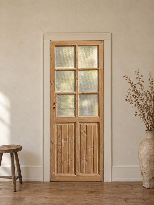 Antique Fluted Textured Glass Pantry Door - 32.5x84 - N846 shown installed in a room (digital preview)