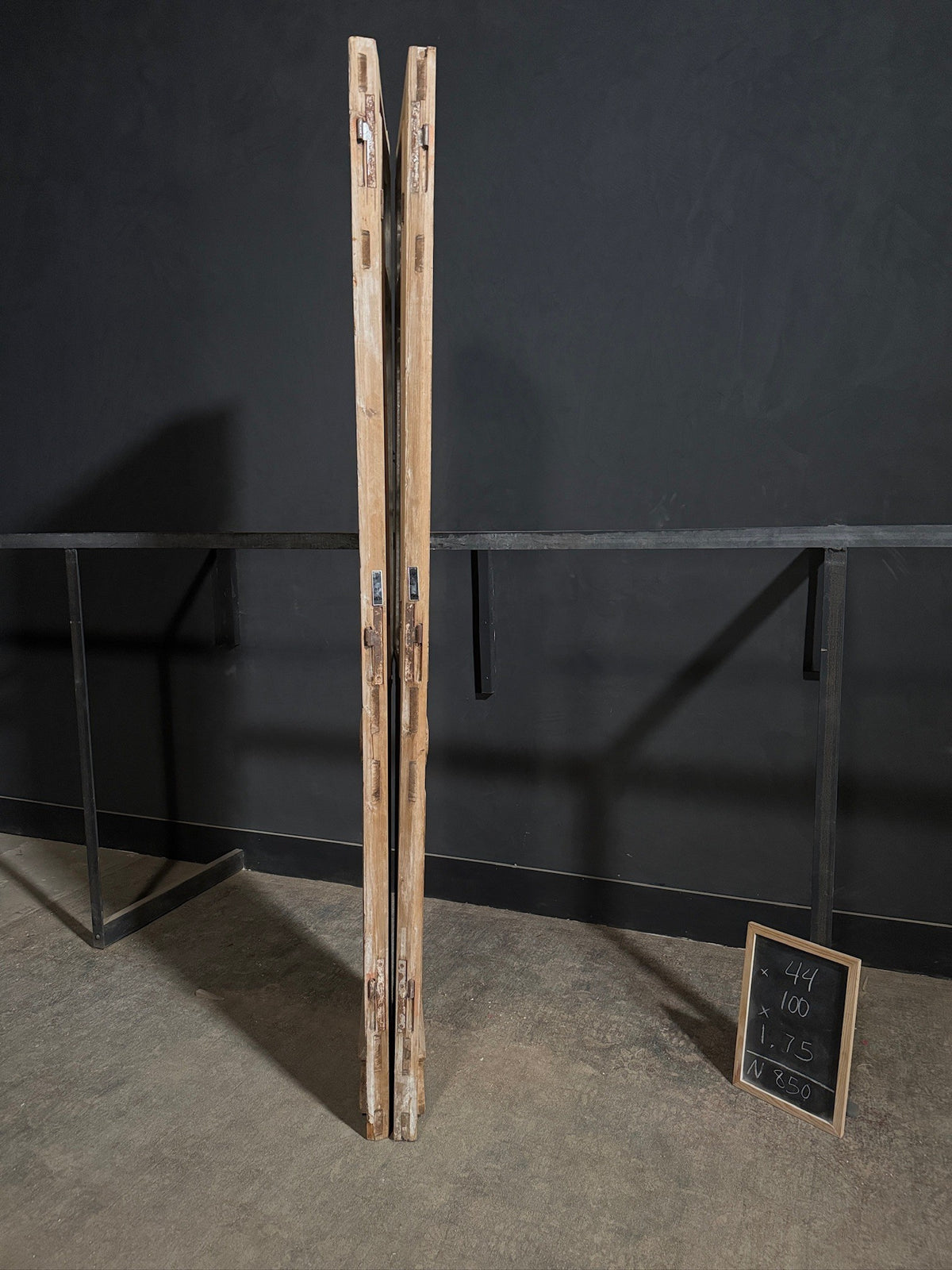 Antique Scrolled Iron Textured Glass Double Doors - 44x100 - N850