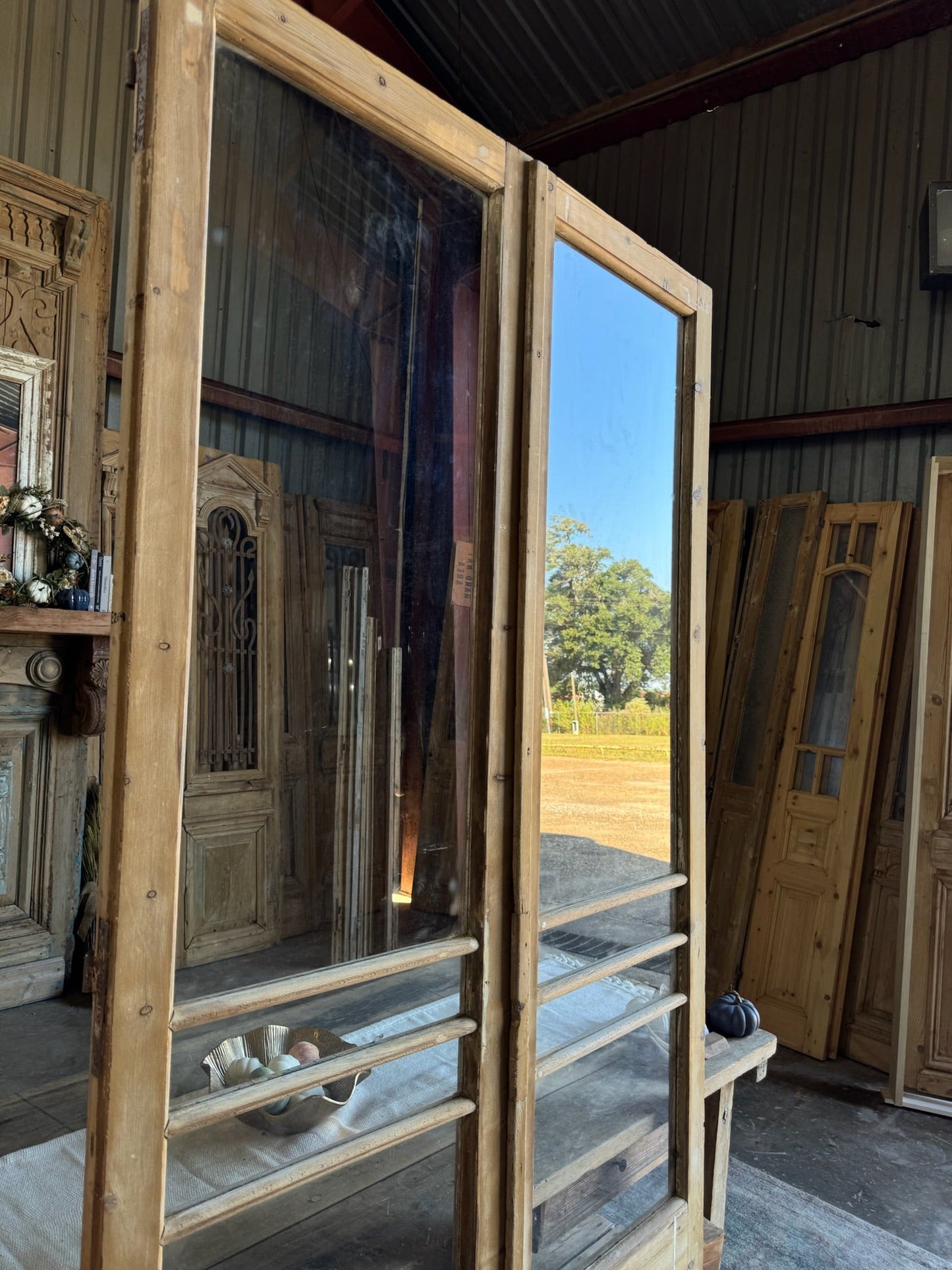 Open Glass Antique French Doors - 48.5x95.5 E264 - Magnolia Antique Door Co.