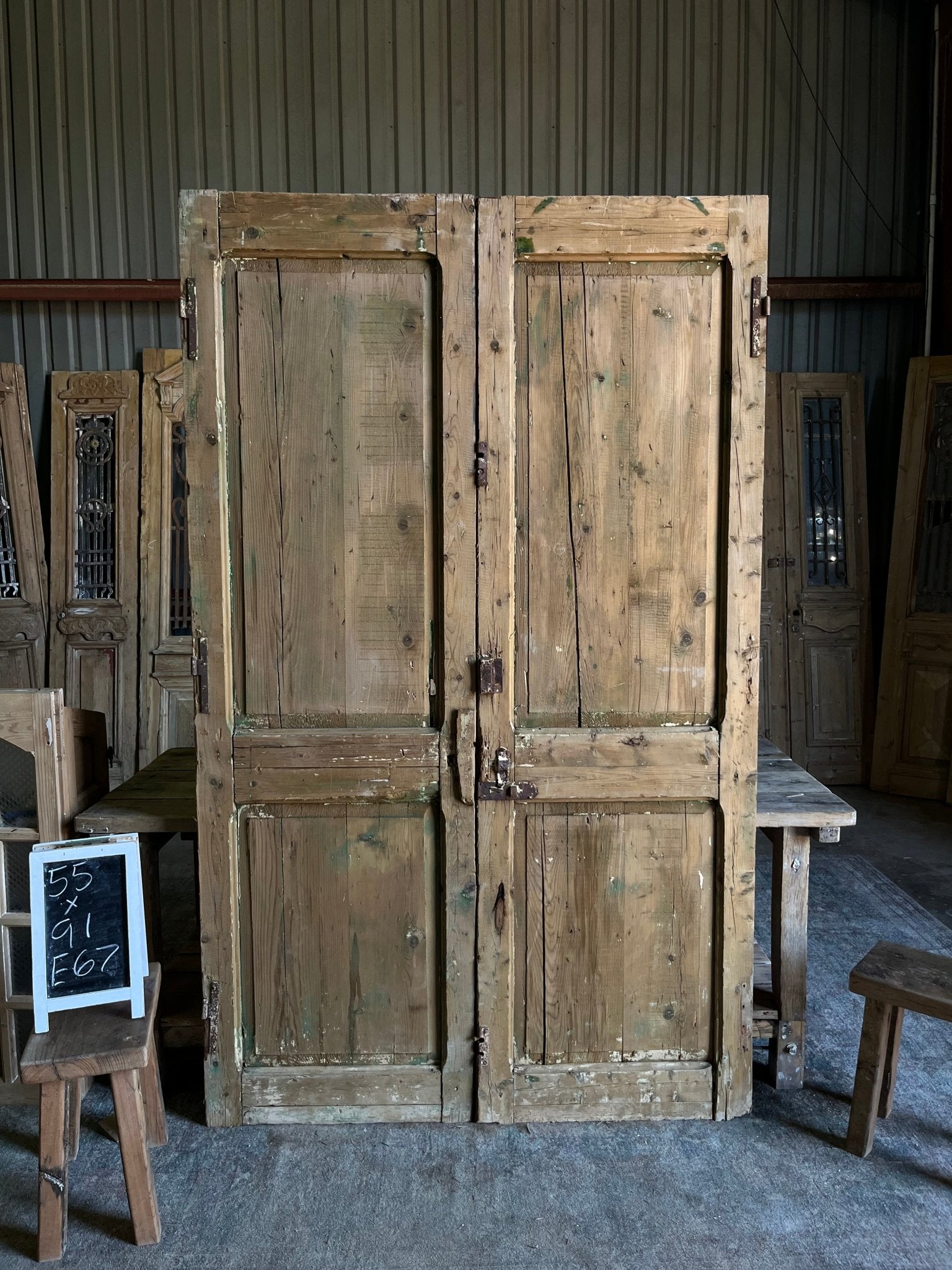 Ornate Carved French Doors - 55x91 E67 - Magnolia Antique Door Co.