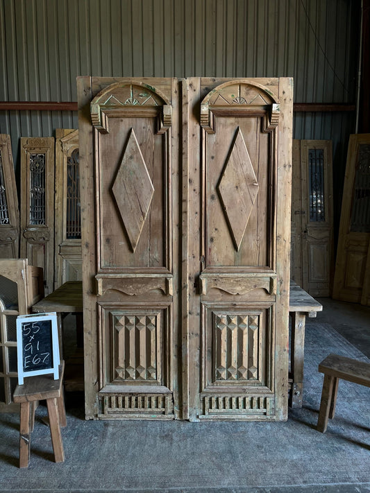 Ornate Carved French Doors - 55x91 E67 - Magnolia Antique Door Co.