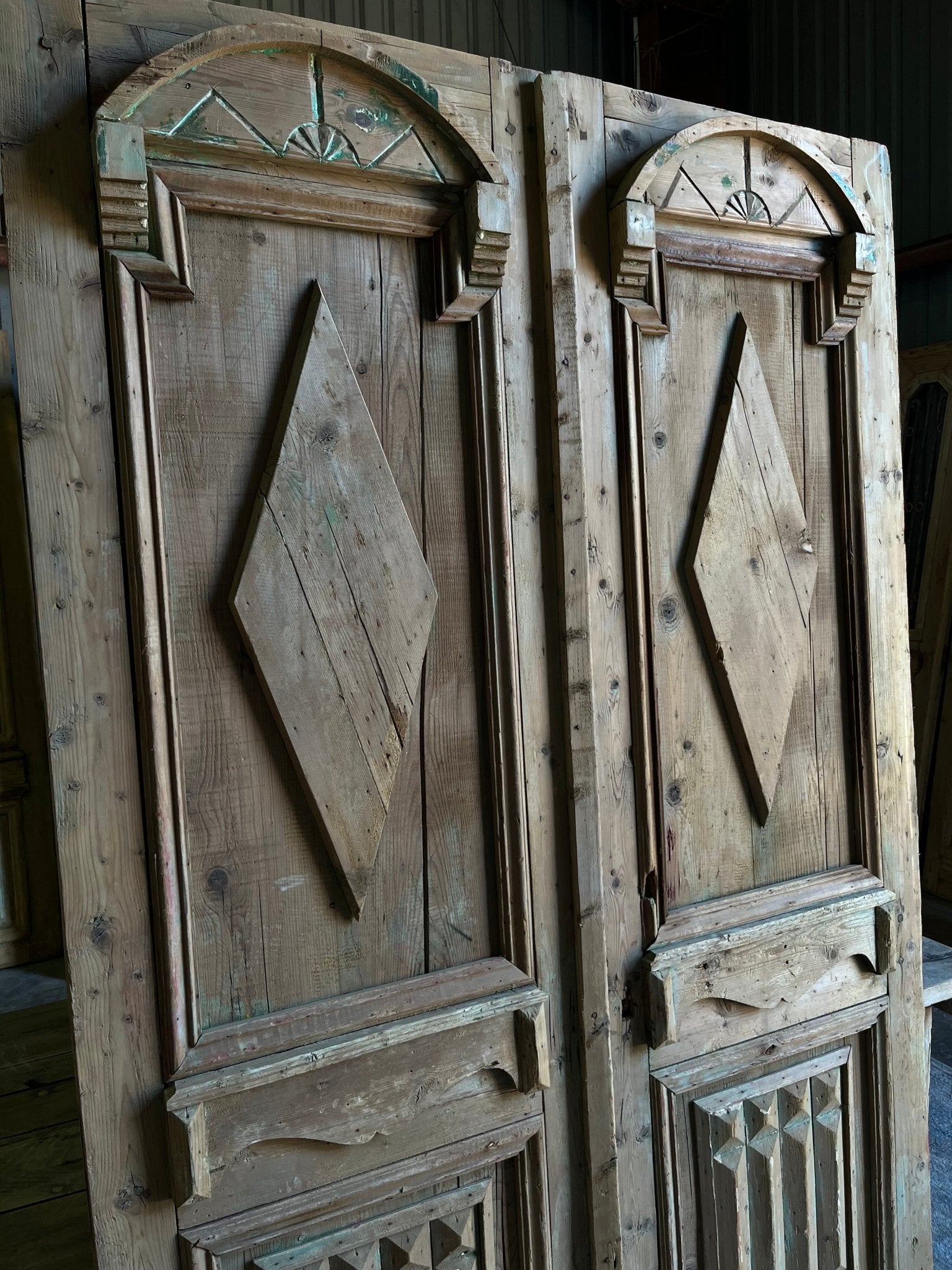 Ornate Carved French Doors - 55x91 E67 - Magnolia Antique Door Co.