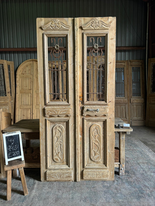 Ornate Iron Antique French Doors - 44x94.5 E200 - Magnolia Antique Door Co.