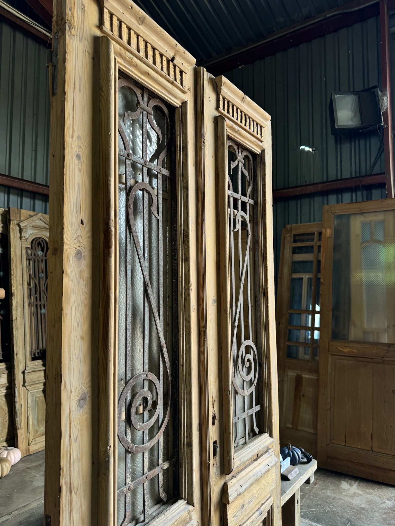 Ornate Iron French Antique Doors - 39.25x92.5 E183 - Magnolia Antique Door Co.