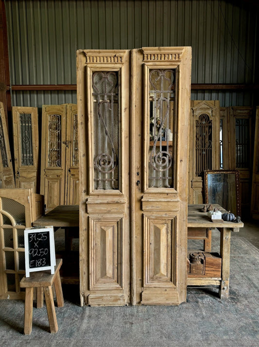 Ornate Iron French Antique Doors - 39.25x92.5 E183 - Magnolia Antique Door Co.