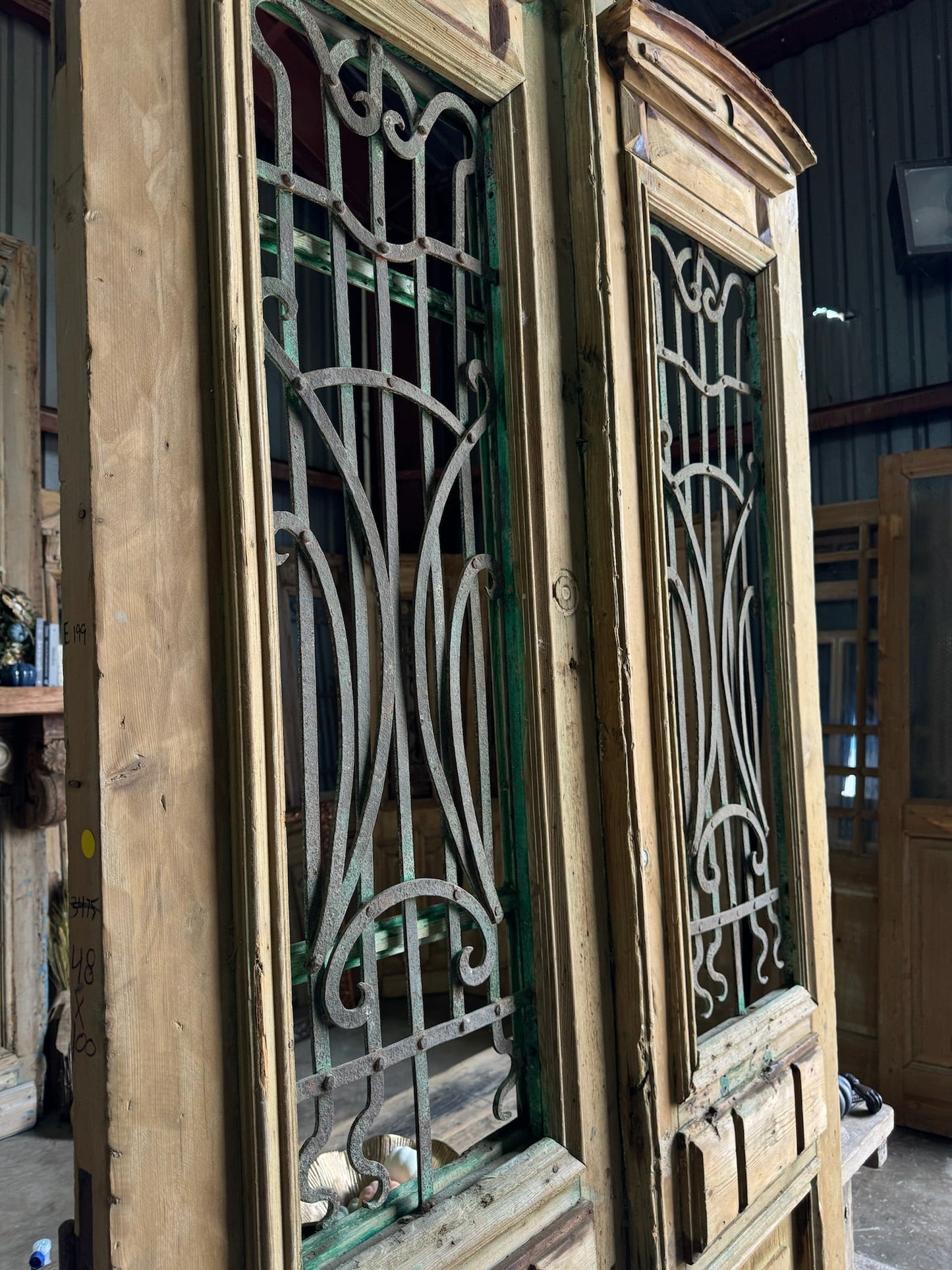 Ornate Iron French Antique Doors - 48x100 E199 - Magnolia Antique Door Co.