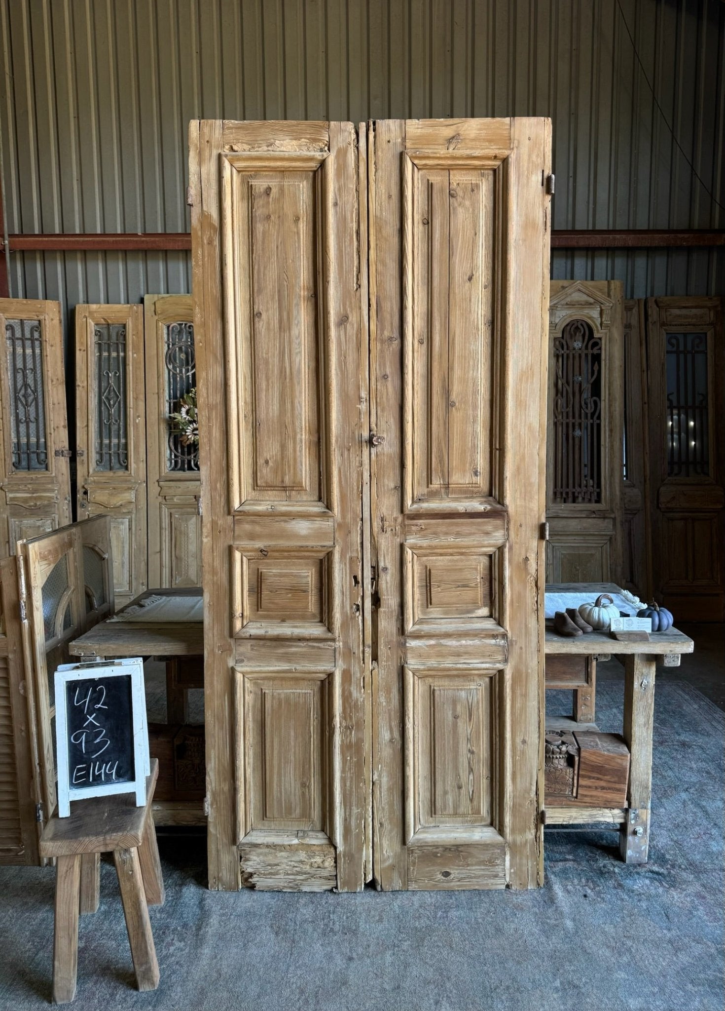 Raised Molding Antique French Doors - 42x93 E144 - Magnolia Antique Door Co.