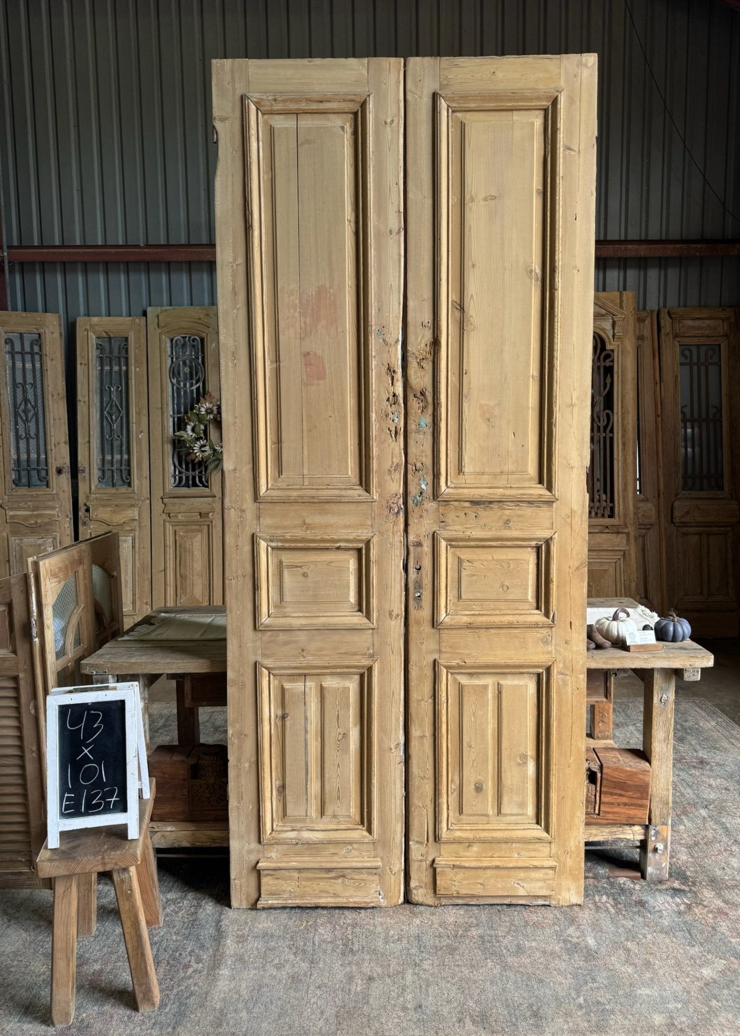 Raised Molding Antique French Doors - 43x101 E137 - Magnolia Antique Door Co.