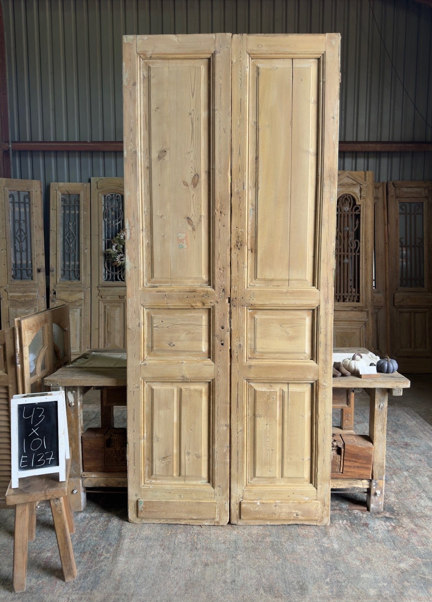 Raised Molding Antique French Doors - 43x101 E137 - Magnolia Antique Door Co.