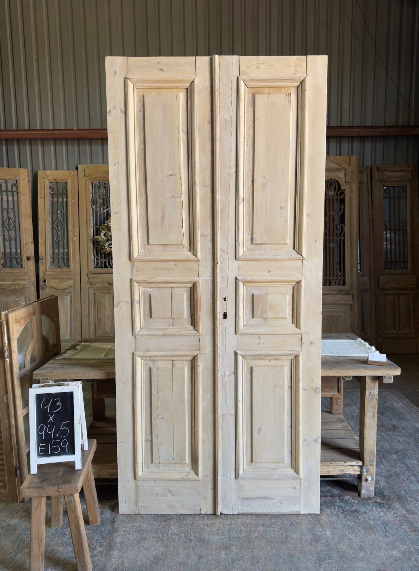 Raised Molding Antique French Doors - 43x94.5 E159 - Magnolia Antique Door Co.