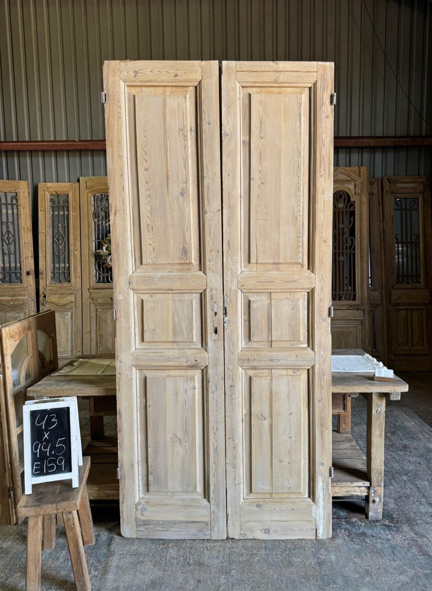 Raised Molding Antique French Doors - 43x94.5 E159 - Magnolia Antique Door Co.