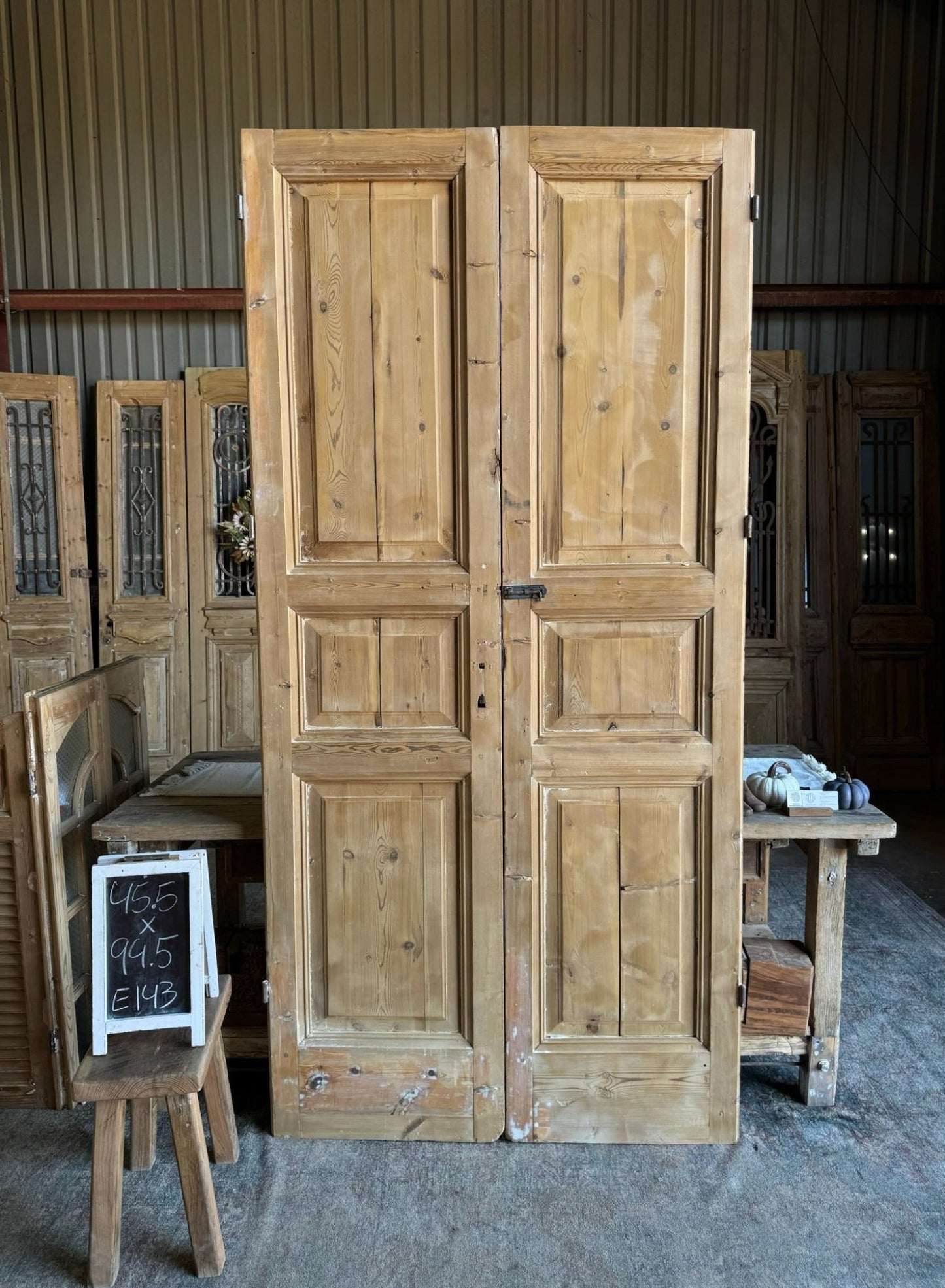 Raised Molding Antique French Doors - 45.5x94.5 E143 - Magnolia Antique Door Co.