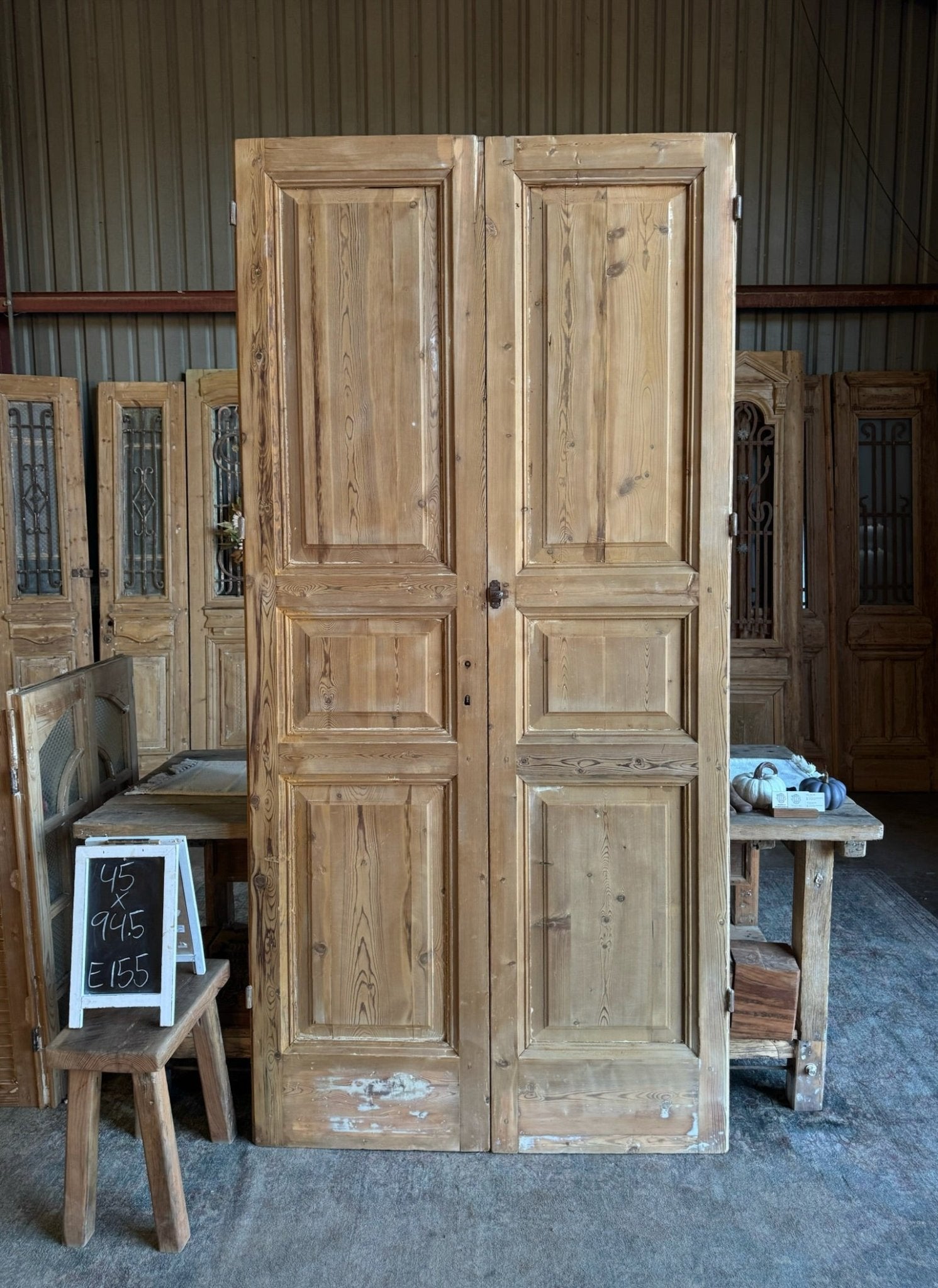 Raised Molding Antique French Doors - 45x94.5 E155 - Magnolia Antique Door Co.