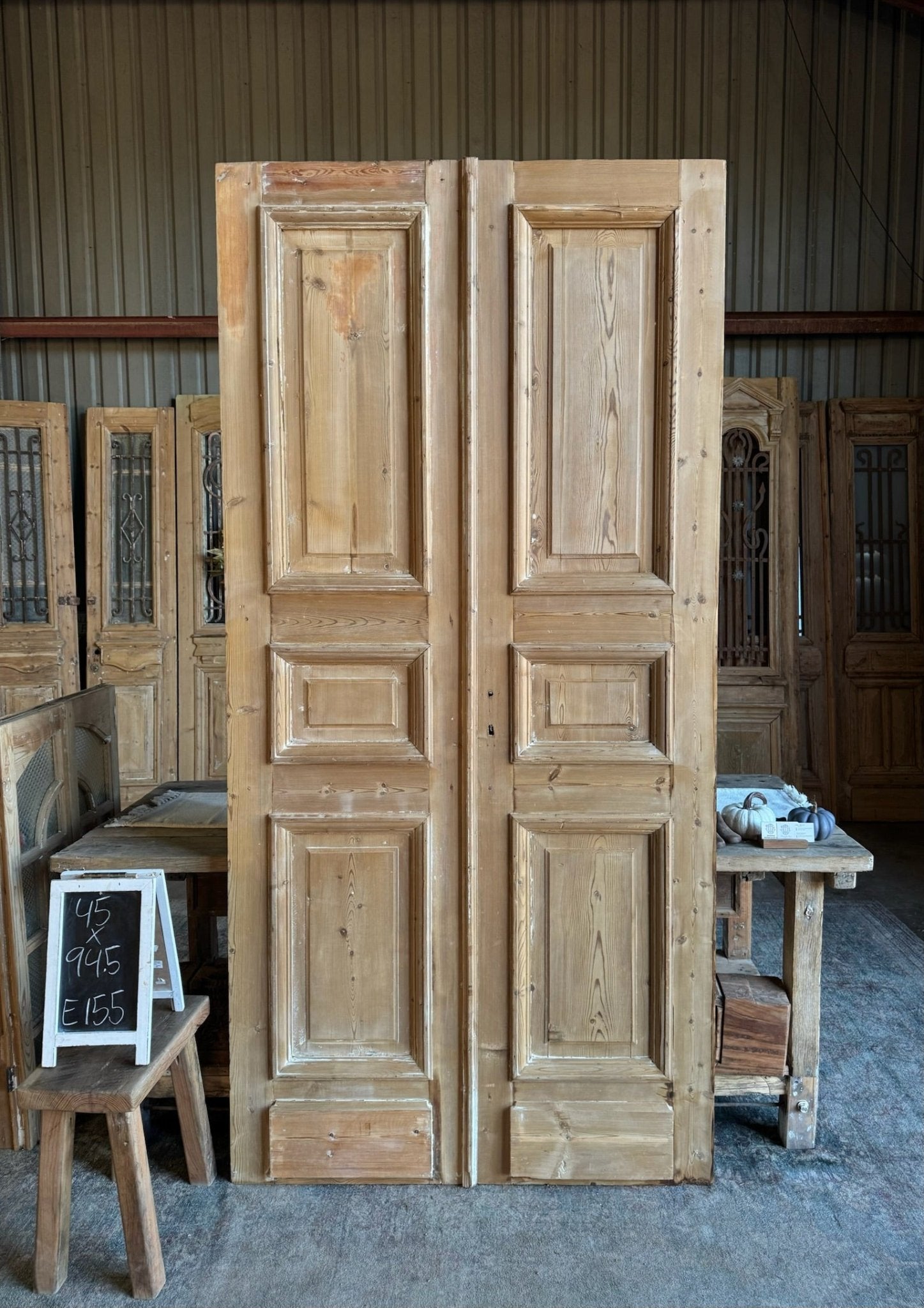 Raised Molding Antique French Doors - 45x94.5 E155 - Magnolia Antique Door Co.