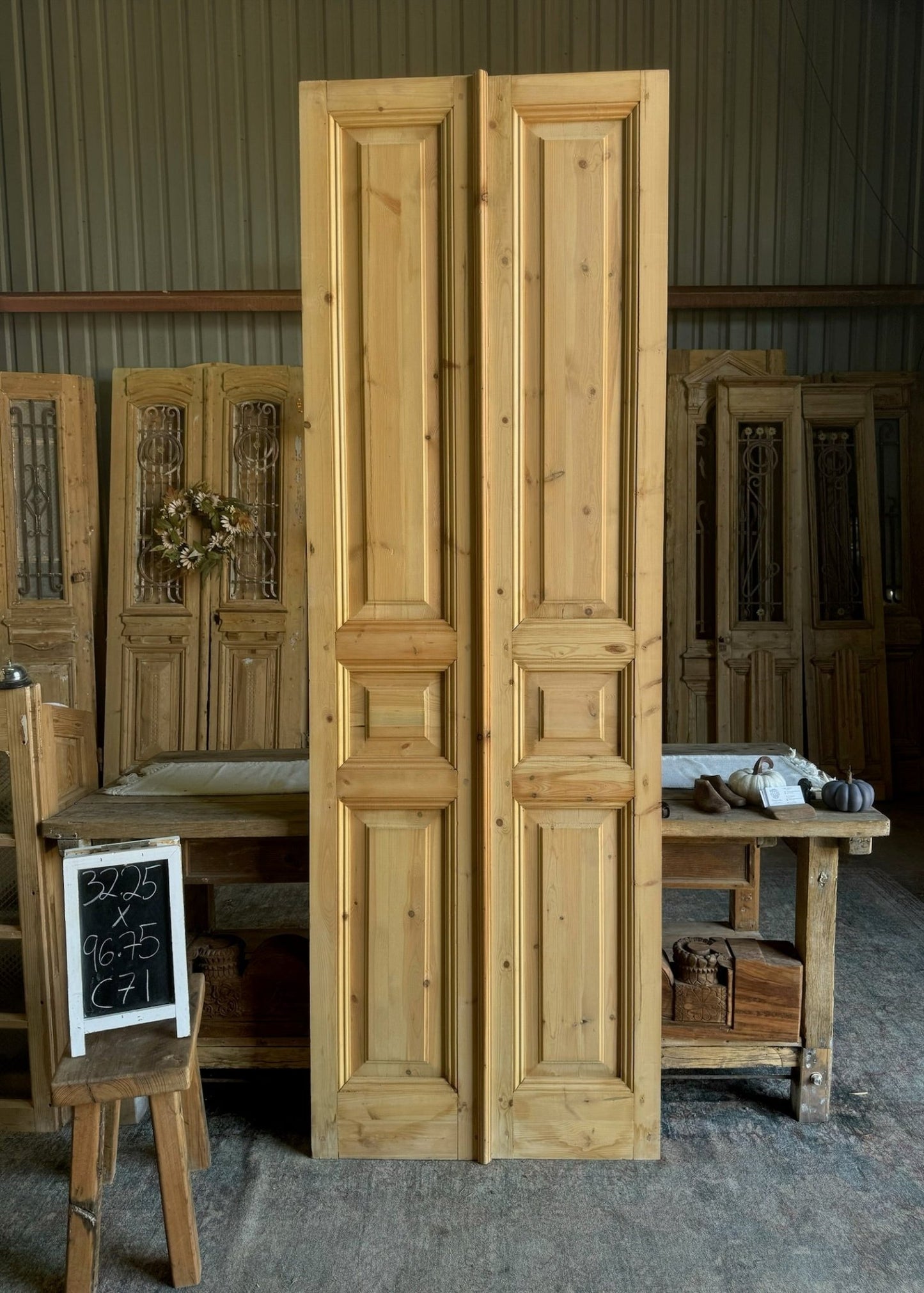 Reclaimed Solid French Doors - 32.25x96.75 C71 - Magnolia Antique Door Co.