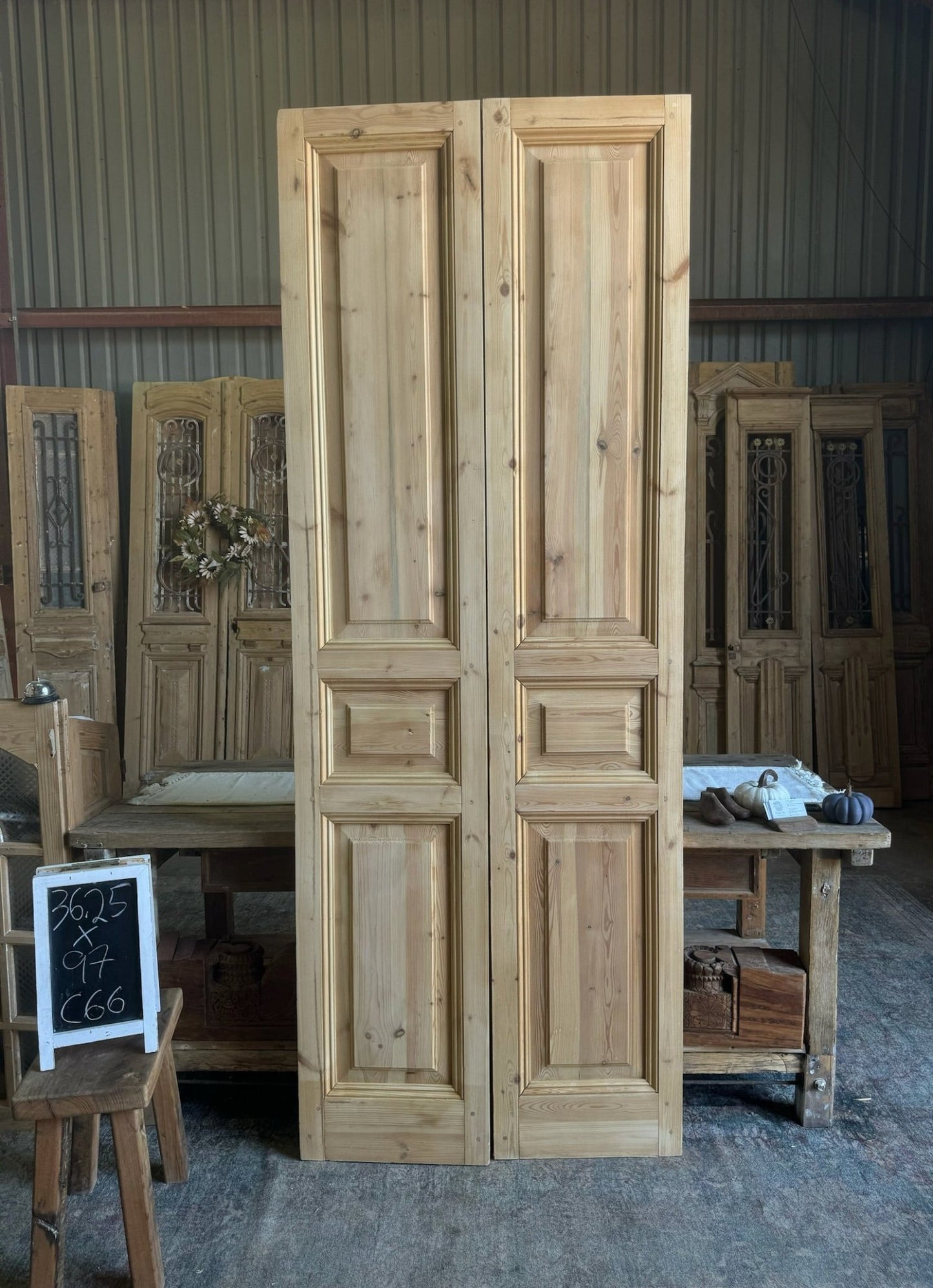 Reclaimed Solid French Doors - 36.25x97 C66 - Magnolia Antique Door Co.