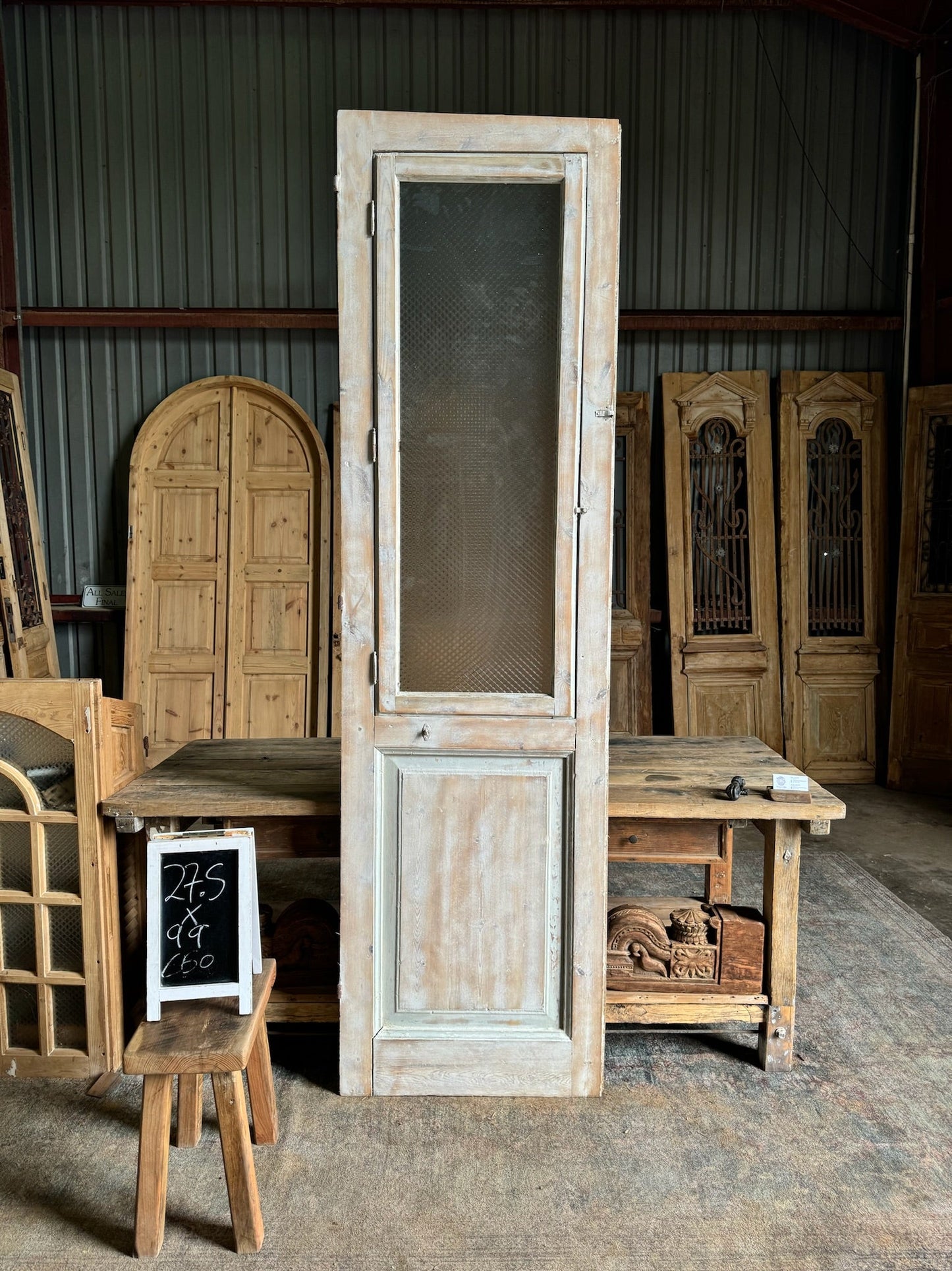 Single Antique Door with Glass Window - 27.5x99 C60 - Magnolia Antique Door Co.