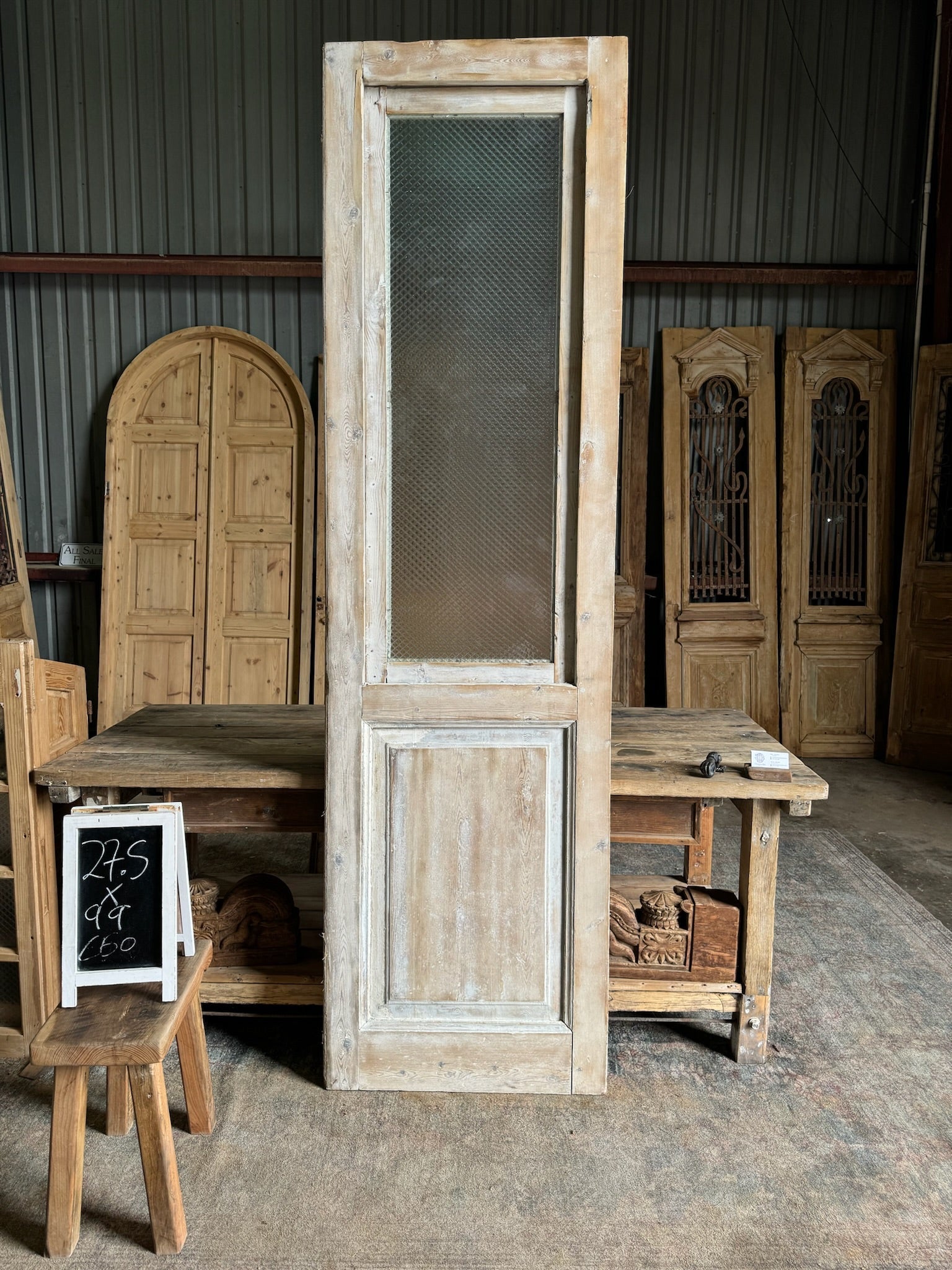 Single Antique Door with Glass Window - 27.5x99 C60 - Magnolia Antique Door Co.