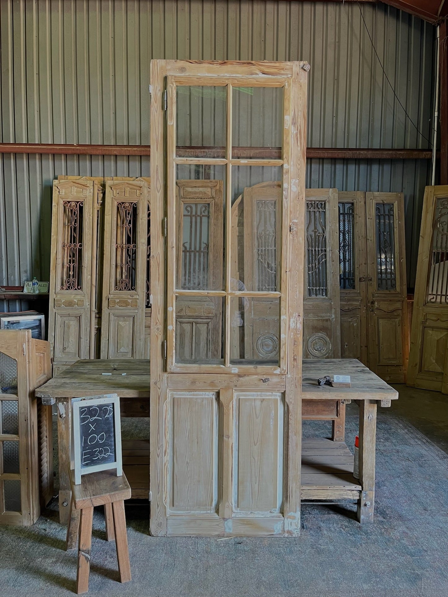 Single Antique Glass Door with Large Window - 32.25x100 E322 - Magnolia Antique Door Co.