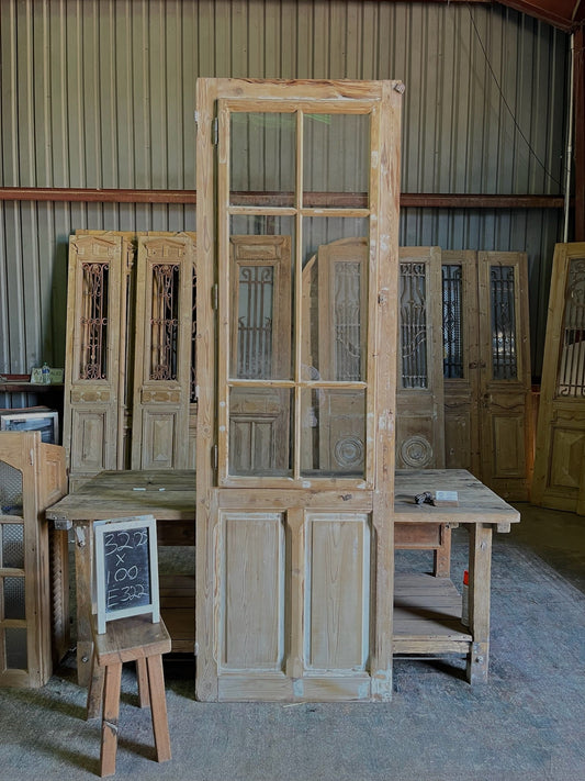 Single Antique Glass Door with Large Window - 32.25x100 E322 - Magnolia Antique Door Co.